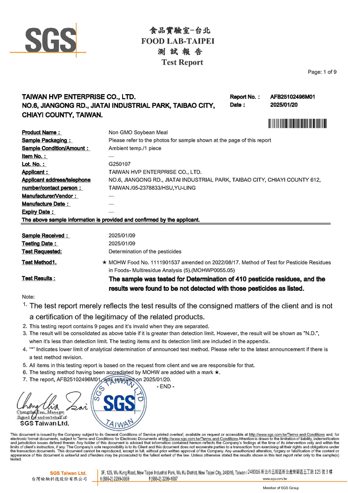 Pesticide Residues (Non-GMO 