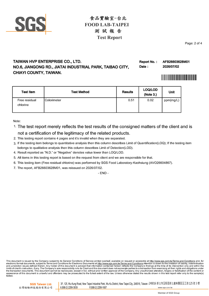 Process Water Free Residual 
